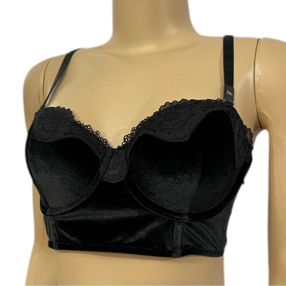 Victoria’s Secret Dream Angels Lined velvet long bra black 34C